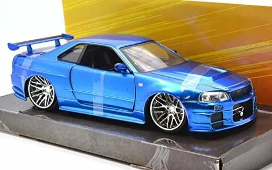 игрушки JadaToys FAST FURIOUS 4 NISSAN SKYLINE R34 Jada Toys scale Furious Nissan Skyline Blue 124scale & BRAIAN S GT-R 124 Fast & MAX Брайан синий