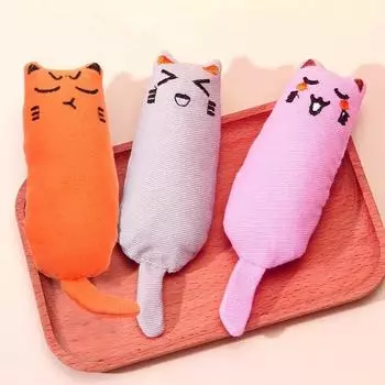 Игрушки с кошачьей мятой, симпатичная плюшевая подушка для большого пальца, скрежещущая зубами, устойчивая к укусам, дразнящая, расслабляющая, жевательная игрушка для кошек, аксессуары для домашних животных серый