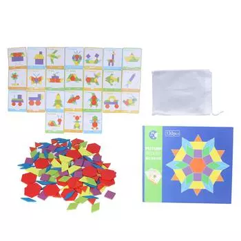 Игрушки Tangram, развивающие яркие геометрические формы, головоломки, деревянные блоки с узорами, набор для детей