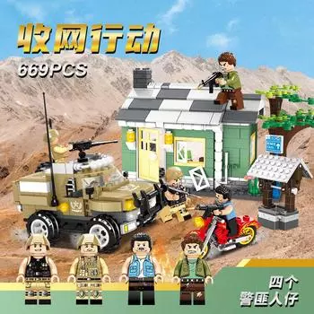 Игрушки Возвращаются на Поле Боя Сборный Вертолет Серии Ешь Курицу Конструктор Мелкие Детали Модель Игрушки Подарок 55*9*31CM