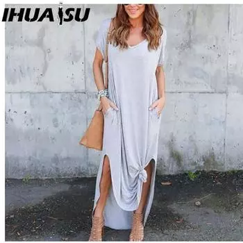 IHUASU Платье с карманами Extra Long and Fat MM S белый