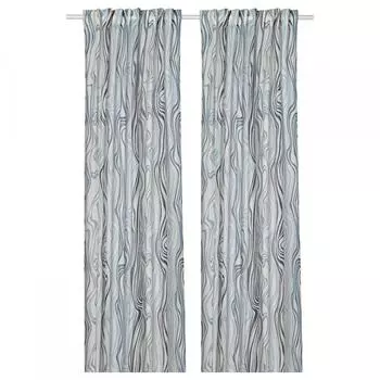 IKEA КЛИППНЕЙЛИКА пара штор Cliffnelica белый синий 145x250 см