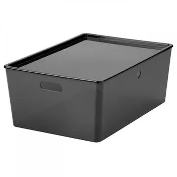 IKEA KUGGIS Коробка для печенья+крышка прозрачная черная 37x54x21 см