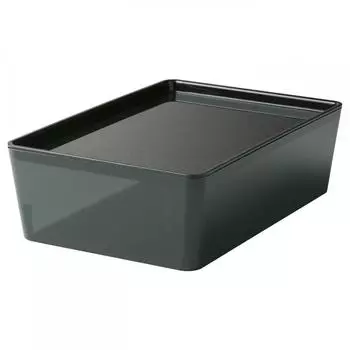 IKEA KUGGIS Коробка для печенья+крышка прозрачная черная 18x26x8 см