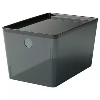 IKEA KUGGIS Коробка для печенья+крышка прозрачная черная 18x26x15 см