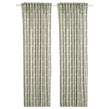 IKEA SKOGSSTJ RNA пара штор Скочерна серо-зелено-белый 145х250 см