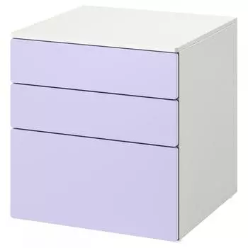 ИКЕА СМ СТАД СМОСТАД ПЛАТСА Комод с 3 ящиками белый сиреневый 60x57x63 см