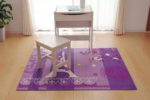 Ikehiko Desk Carpet for Girls Eiffel Pattern Rectangle Jenne Two Purple 133 x 170cm Approx. #4720839