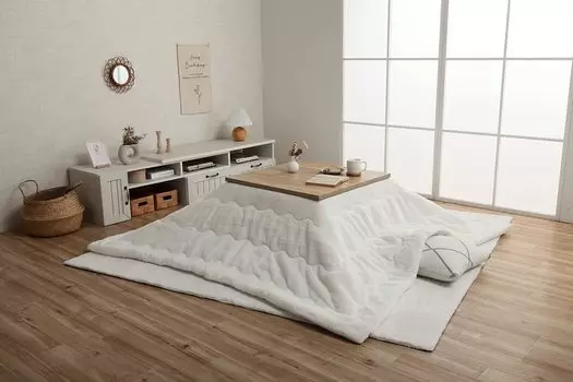 Ikehiko Kotatsu Futon Square Lapias Snow White 190 x 190 см Однотонный мягкий пушистый женский прибл.. #6843209