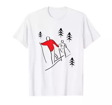 Illustration Cross Country Ski Design Winter Sports T-Shirt
