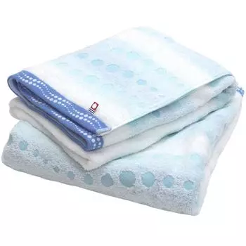 Imabari Towel Certified Bath Towel Hiorie Geometric Jacquard Clair Set of 2 Blue Made in Japan Imabari Brand Quick Dry Cotton Cotton Polka Dot Pattern