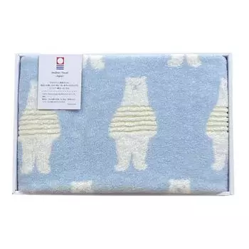 Imabari Towel Gift 1 Bath Border Bear Made in 60x120cm Set, Towel, Pattern, Blue, Japan, Boxed, синий