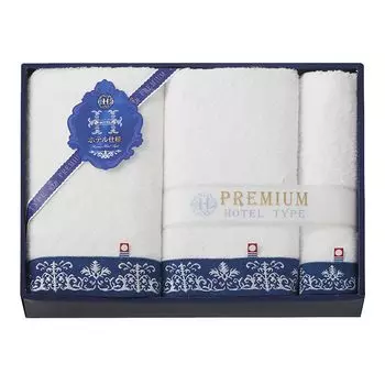 Imabari Towel Towel Set Gift Set of 3 Bath Towel x 2 x Face Towel x 1 x Premium Hotel Specification Boxed Present Made in Japan (60 135cm) (33 80cm)