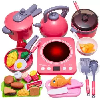 Имитация ролевых игр, кухонная игрушка, набор посуды, кулинария, еда, фрукты, овощи, игровой домик, развивающие игрушки для девочек, детей