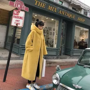 Imitation Mink Velvet Thick Loose Plush Long Coat XS