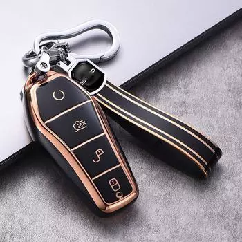 Impact Resistant Car Key Case For Stylish Key Protection Flexible Rubber Car Key Case Shells black + buckle rope