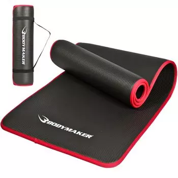 in BODYMAKER NBR Mat Edge Wrapping Black Yoga Mat Stretching Pilates Exercise Fitness Training [Manufactured Japan]