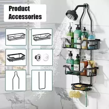 In-wall Shower Head Third Floor Hanging Bathroom Storage Rack Made of Iron Shampoo Shower GelShower Storage Rack