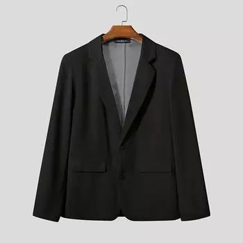 INCERUN Men Long Sleeve Back Lace See Through Stitching Thin Blazer Party Coats S