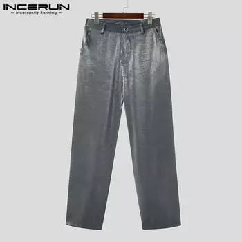 INCERUN Весенние мужские прямые широкие длинные брюки, простые брюки