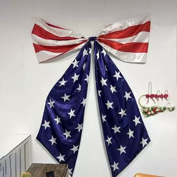 Independence Day American Large Bow Ornaments, Holiday Party Layout, Star Spangled Flag, Door Hanging, Window Decorations One Size