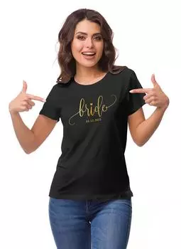 Индивидуальная женская футболка Inkdotpot Top Bride Wedding Shirt-2Z S чёрный