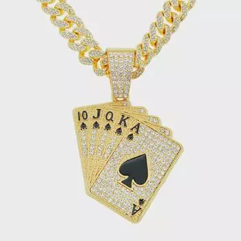 Индивидуальное ожерелье с подвеской Diamond Poker — в стиле хип-хоп-панк