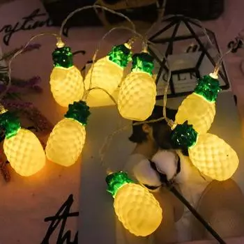 Indoor Fruit Pineapple Led String Lights Room Decor New Year Atmosphere Christmas Decoration Battery Lights Party Waterproof 113 Battery&1.5M 10LED светло-желтого