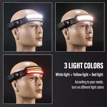 Индукционный налобный фонарь COB LED Sensor Head Lamp Встроенный аккумуляторный фонарик USB перезаряжаемый налобный фонарь 10 режимов освещения Headlight