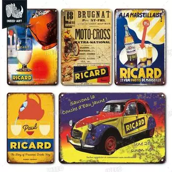 INEED Ricard пиво ретро металлическая вывеска плакат винтажный настенный плакат жестяная вывеска декоративная настенная тарелка бар паб доска декор аксессуары 20x30cm