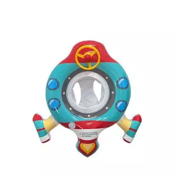 Inflatable Childrens Water Toy Steering Wheel Rocket Airplane Swimming Circle Style A