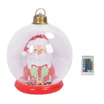 Inflatable Clear Xmas Ball with Base PVC Ornaments Inner Decor Shatterproof Hanging Xmas Snow Ball Santa Ball