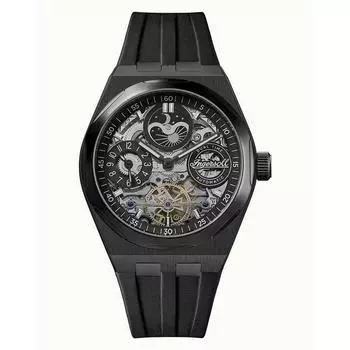 Ingersoll The Broadway Moonphase Dual Time Черный скелетонированный циферблат Автоматические мужские часы I12908 чёрный