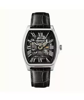 Ingersoll The California Автоматические мужские часы с кожаным ремешком Skeleton с черным циферблатом I14202 чёрный