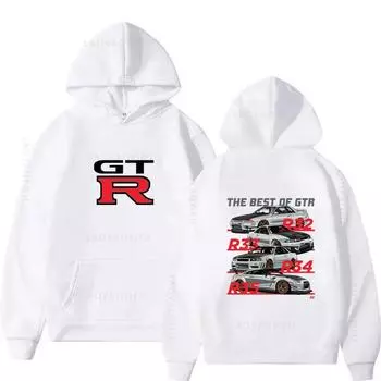 Initial D GTR Skyline R34 Пуловеры Новые толстовки и свитшоты Мужские и Y2k толстовки с капюшоном с графическим принтом Мужская одежда Осень S белый