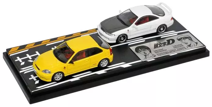 Initial D Set Daiki Ninomiya Civic Smiley Sakai Integra Завершенный продукт MD64209 MODELER S 1/64 Vol.9 (ЕК9) & (DC2)
