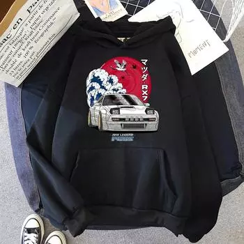 Initial D Толстовка Wo Унисекс Унисекс Уличная одежда с длинными рукавами для Nippon Толстовки с круглым вырезом Топы Y2k Негабаритная толстовка с принтом японского аниме 2XL