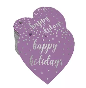 Inkdotpot 100 Pack Бумажная бирка из натуральной серебряной фольги Happy Holiday Favor Hang Tag 50 Gold Foil Tags чёрный