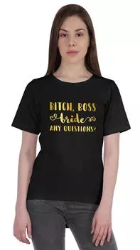 Inkdotpot Bitch, Boss Bride Any Question Shirt Bride Bachelorette Party Shirts Bridal T-Shirt Wedding S чёрный