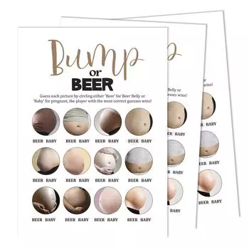 Inkdotpot Bump Or Beer Game Игровые карты Baby Shower Товары для вечеринок Карты активности Baby Shower Гендерно-нейтральные игры Это мальчик или 5 x 7 Inches белый