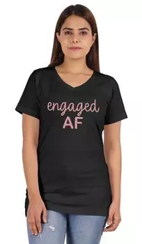Inkdotpot Engaged AF Shirt Bride Bachelorette Party Shirts Bridal T-Shirt Wedding S чёрный