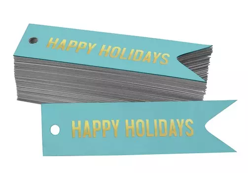 Inkdotpot Happy Holiday Бутылочная бирка Настоящая золотая фольга Польза Повесьте бирки Pack Of 50 Gold Foil Tags аква голубой