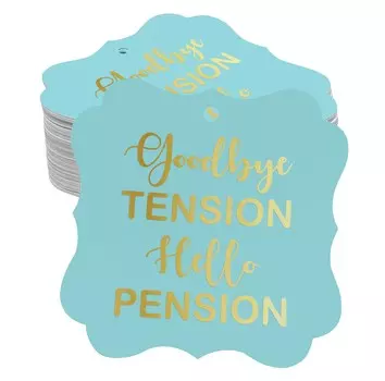 Inkdotpot Pack Of 100 Good Bye Tension Hello Pension Пенсионные бумажные бирки DIY Craft Bracket Shape Real Gold Foil Hang 50 Gold Foil Tags аква голубой