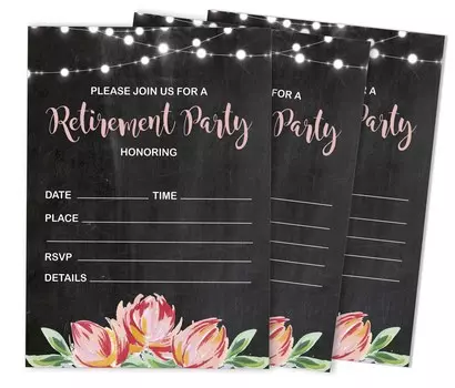 Inkdotpot Pack Of 30, Join Us Invitations With Envelopes, Retirement Party Celebration Invite Cards Fill-In Style Party Supplies 5 X 7 Inches 5 x 7 Inches чёрный