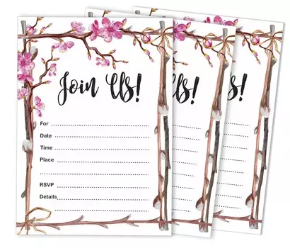 Inkdotpot Pack Of 30, Join Us Invitations With Envelopes, Floral Watercolor Invites for Your Wedding, 5 x 7 Inches чёрный