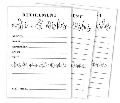 Inkdotpot Pack of 50 Advice & Wishes for Retirement Party, Game Activity for Retirement Party Celebration, Guestbook Alternative 5X7 inches 5 x 7 Inches чёрный