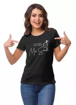 Inkdotpot персонализированная женская футболка Top Future Mrs Wedding Announcement S чёрный