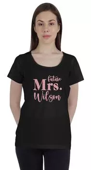 Inkdotpot персонализированная женская футболка Top Future Mrs Wedding Announcement S чёрный