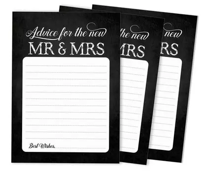 Inkdotpot Set of 50 Advice for The New Mr and Mrs Black Advice Cards Wedding Dcor, Wedding Activity, Guestbook Alternative 5x7 inches 5 x 7 Inches чёрный