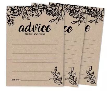 Inkdotpot Set of 50 Advice for The Bride and Groom, Newlyweds Rustic Wedding Dcor, Guestbook Alternative, Kraft Advice Cards 5x7 inches 5 x 7 Inches чёрный
